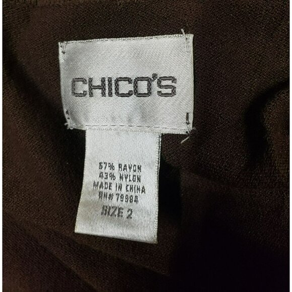 Chico's Brown Open-Front Cardigan, Size 2 Large, Short Sleeve, Rayon Nylon Blend - Picture 5 of 7